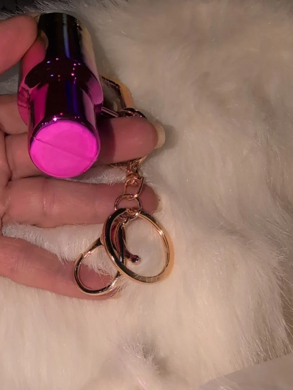 Gold and Pink Metallic Keychain Bag Charm Or Keychain